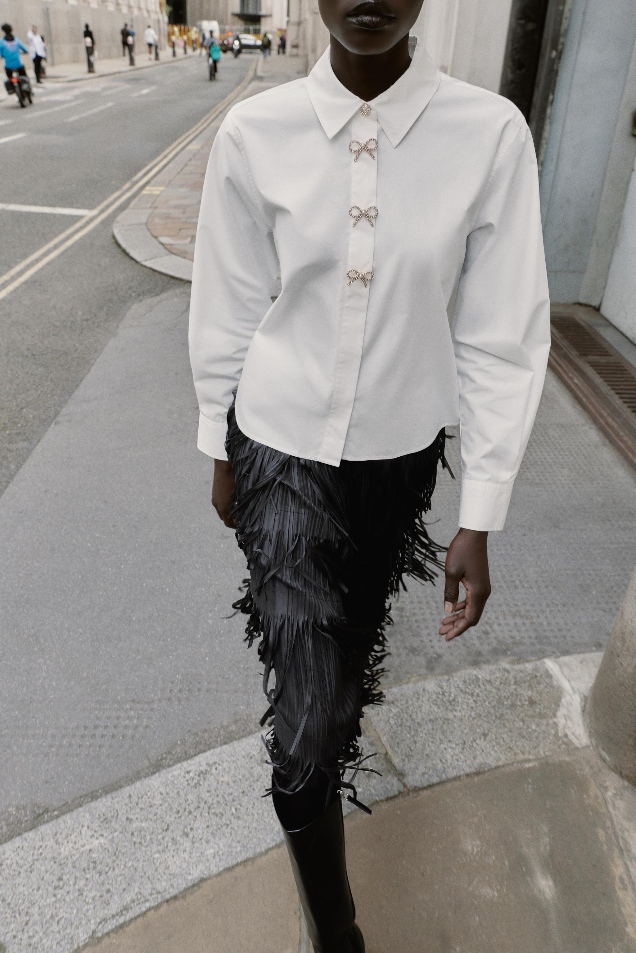 JEWEL BUTTON POPLIN SHIRT